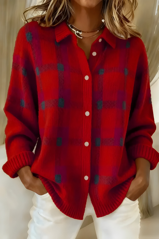 Célestine | Cardigan à carreaux tartan