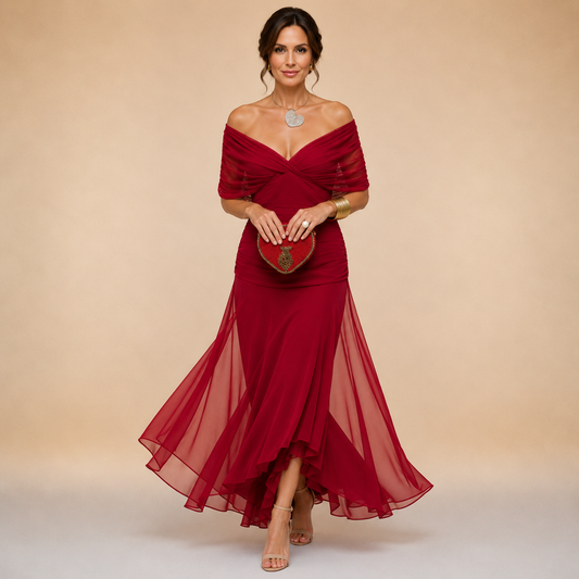 Aurélia | Robe longue asymétrique à décolleté drapé