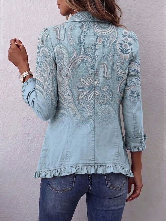 Maëlys – veste paisley vintage bleu ciel
