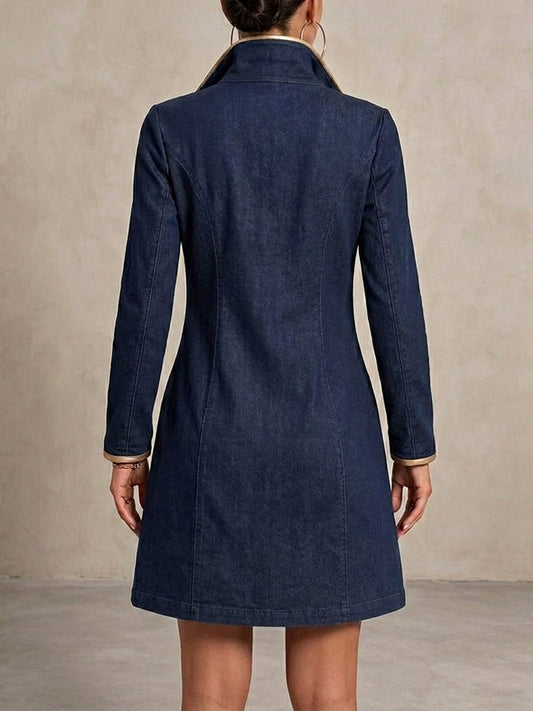 Germaine | Robe en jean à bordures dorées