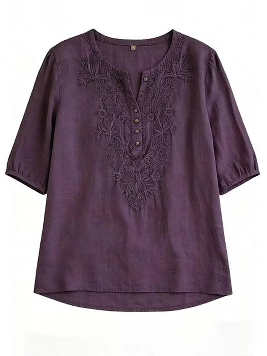 Iseult | Top brodé en lin