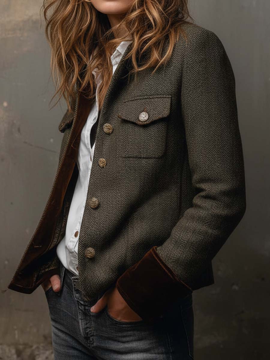 Mahaut – blazer vintage chevrons à liserés contrastants, vue 2