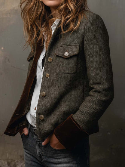 Mahaut – blazer vintage chevrons à liserés contrastants, vue 2