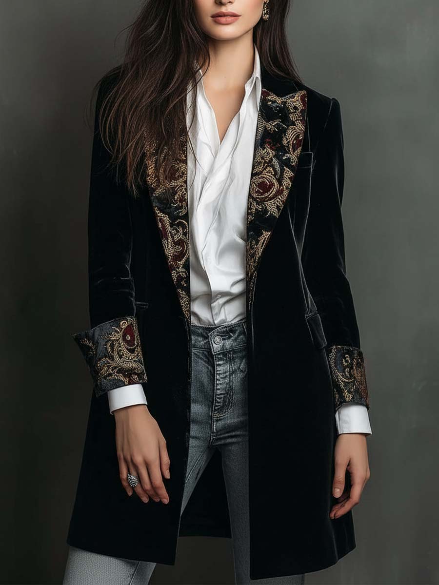 Henriette – blazer ajusté imprimé baroque noir, vue 2