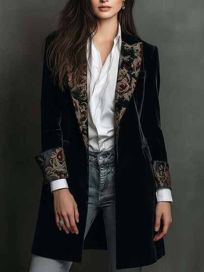 Henriette – blazer ajusté imprimé baroque noir, vue 2