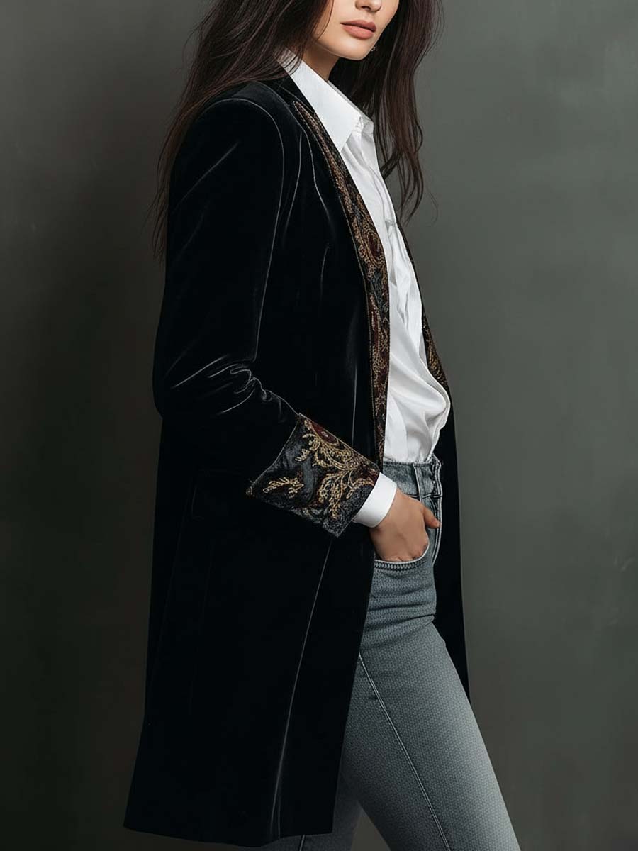 Henriette – blazer ajusté imprimé baroque noir, vue 3