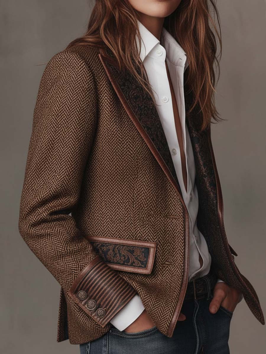 Augustine – blazer à empiècements imprimé chevrons, vue 9