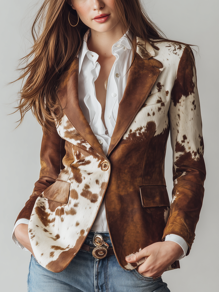 Gaëtane – blazer vintage imprimé vache