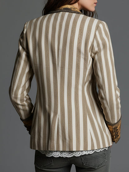 Ysaline – blazer bohème rayé à col imprimé, vue 3