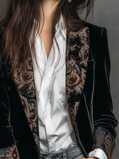 Henriette – blazer ajusté imprimé baroque noir, vue 5