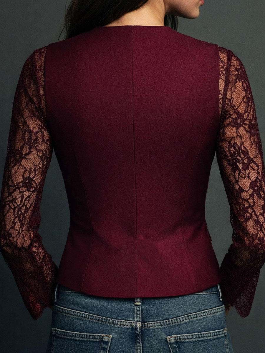 Servane – haut blazer noir à manches semi-transparentes, vue 14