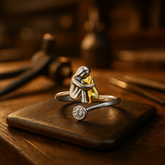 L'Étreinte Éternelle | Bague réglable femme et chien