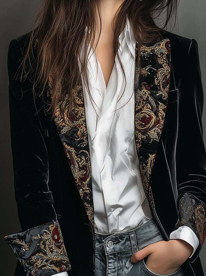 Henriette – blazer ajusté imprimé baroque noir, vue 4