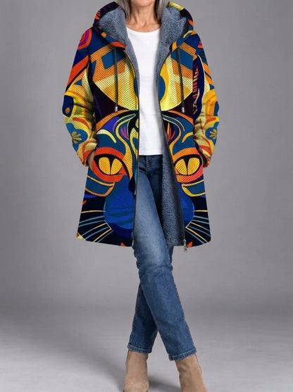Carine | Manteau en maille à motif chats