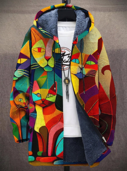 Yolande | Manteau en maille à motif chats