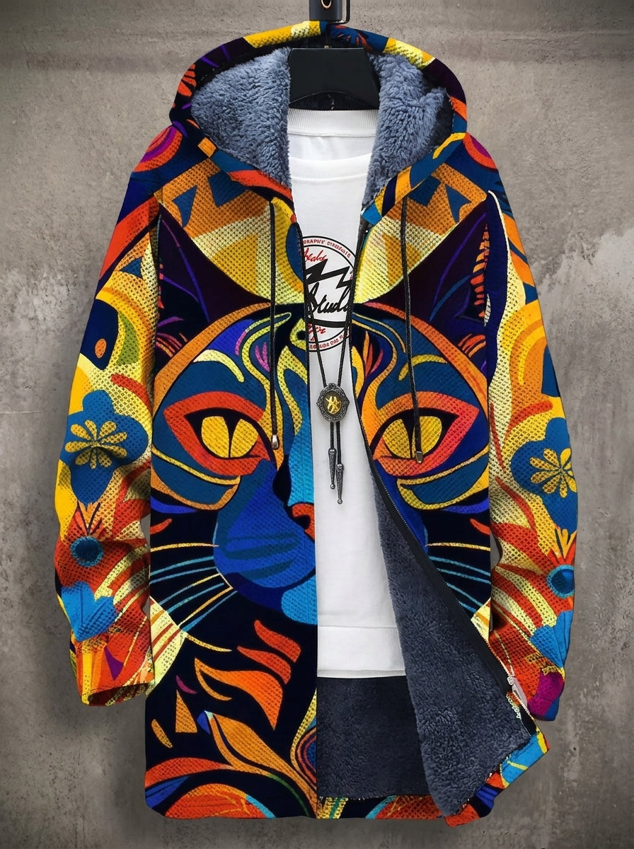 Carine | Manteau en maille à motif chats