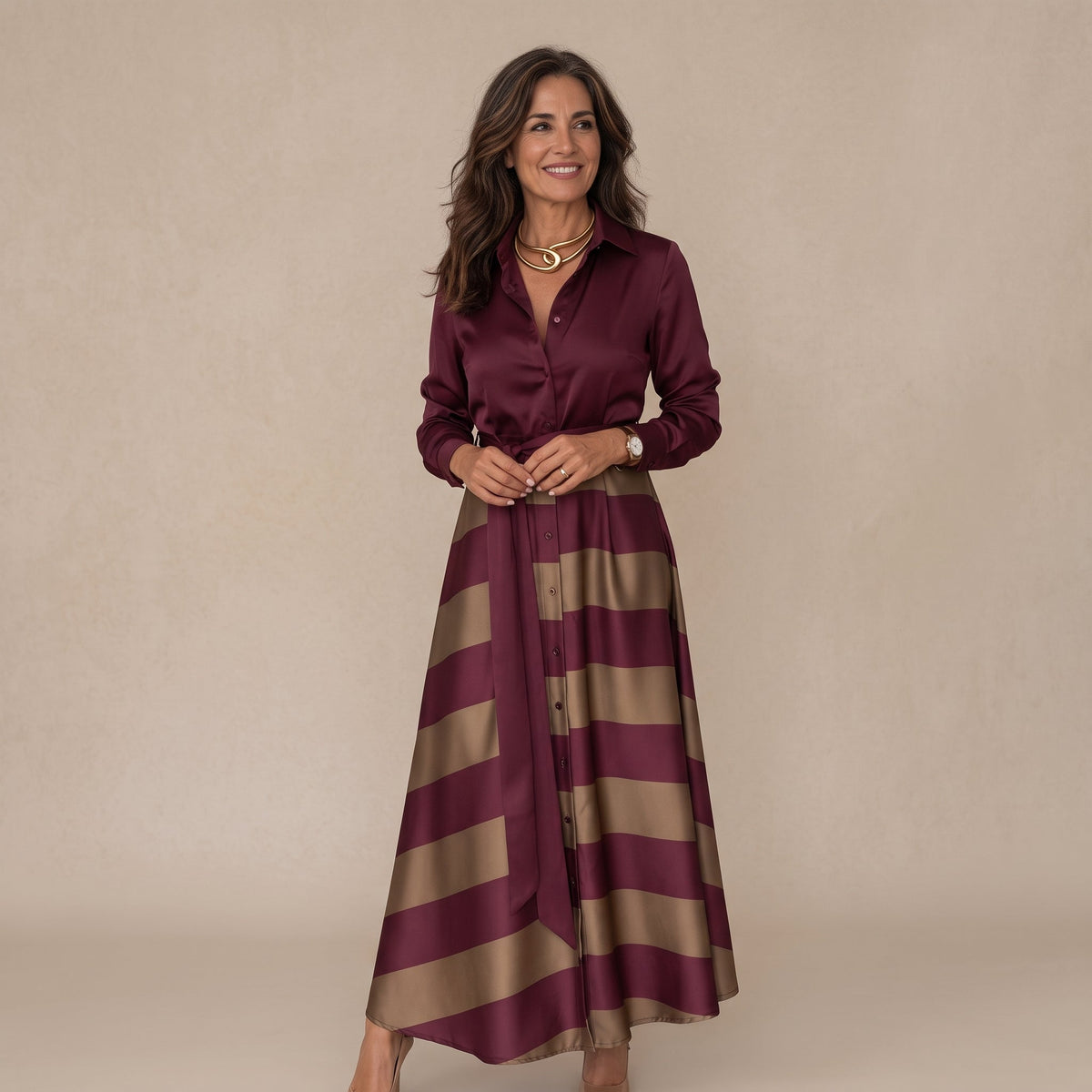 Victoria – robe chemise rayée à ceinture