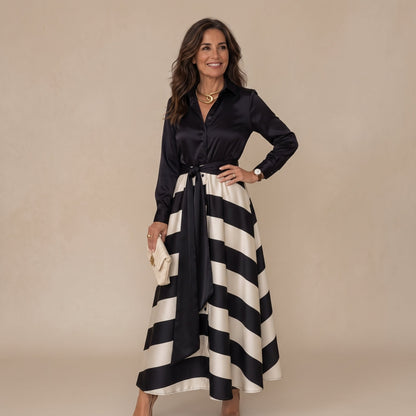 Victoria – robe chemise rayée à ceinture