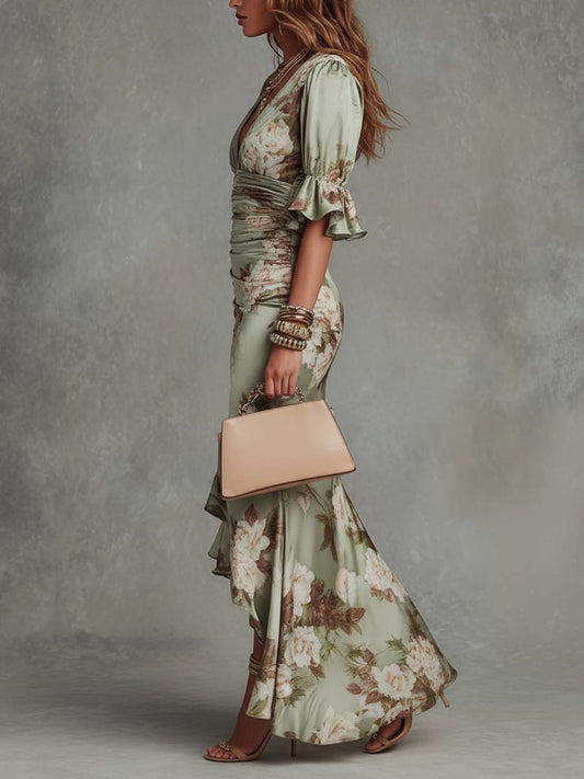 Anastasie | Robe florale satinée