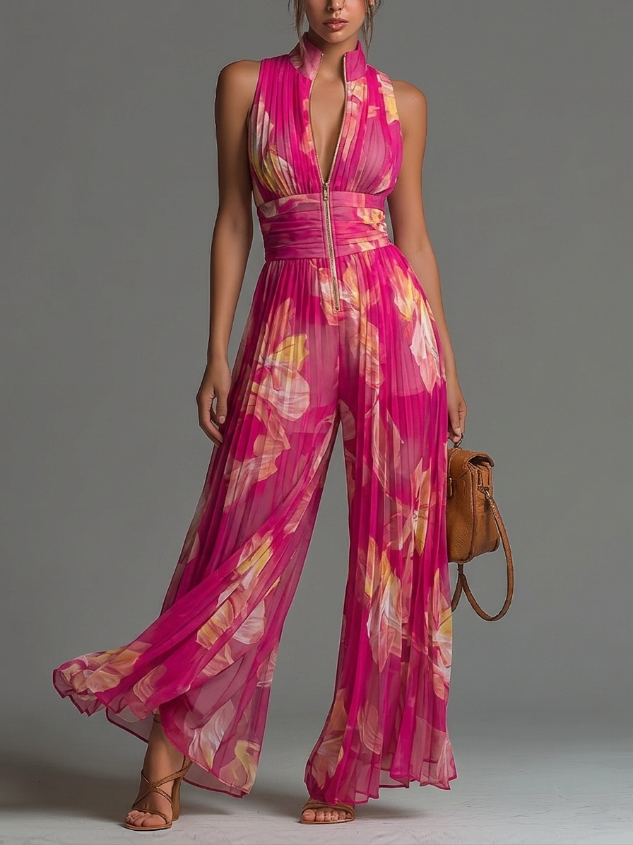 Leila| Mono Plisado Floral Fucsia™