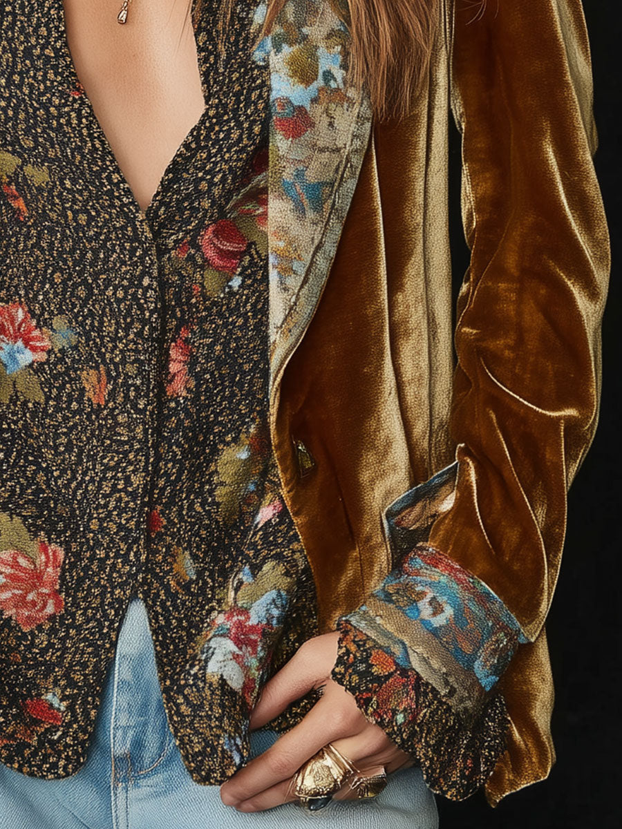 Marcelline – blazer patchwork imprimé fleuri vintage, vue 4