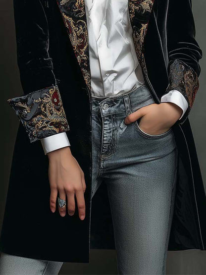 Henriette – blazer ajusté imprimé baroque noir, vue 6