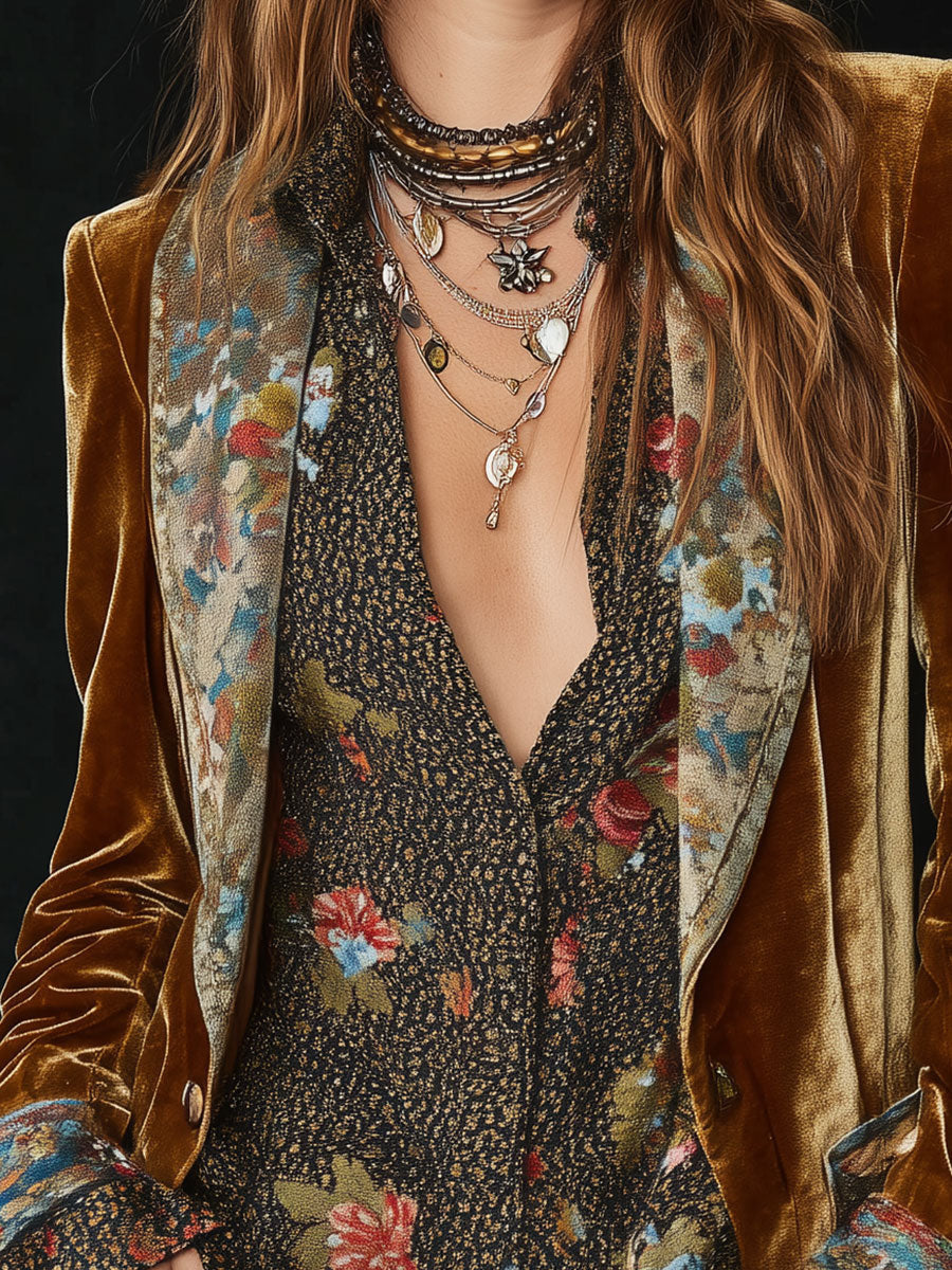 Marcelline – blazer patchwork imprimé fleuri vintage, vue 3