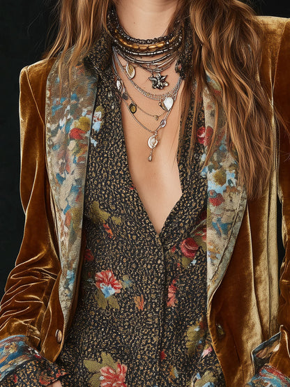 Marcelline – blazer patchwork imprimé fleuri vintage, vue 3