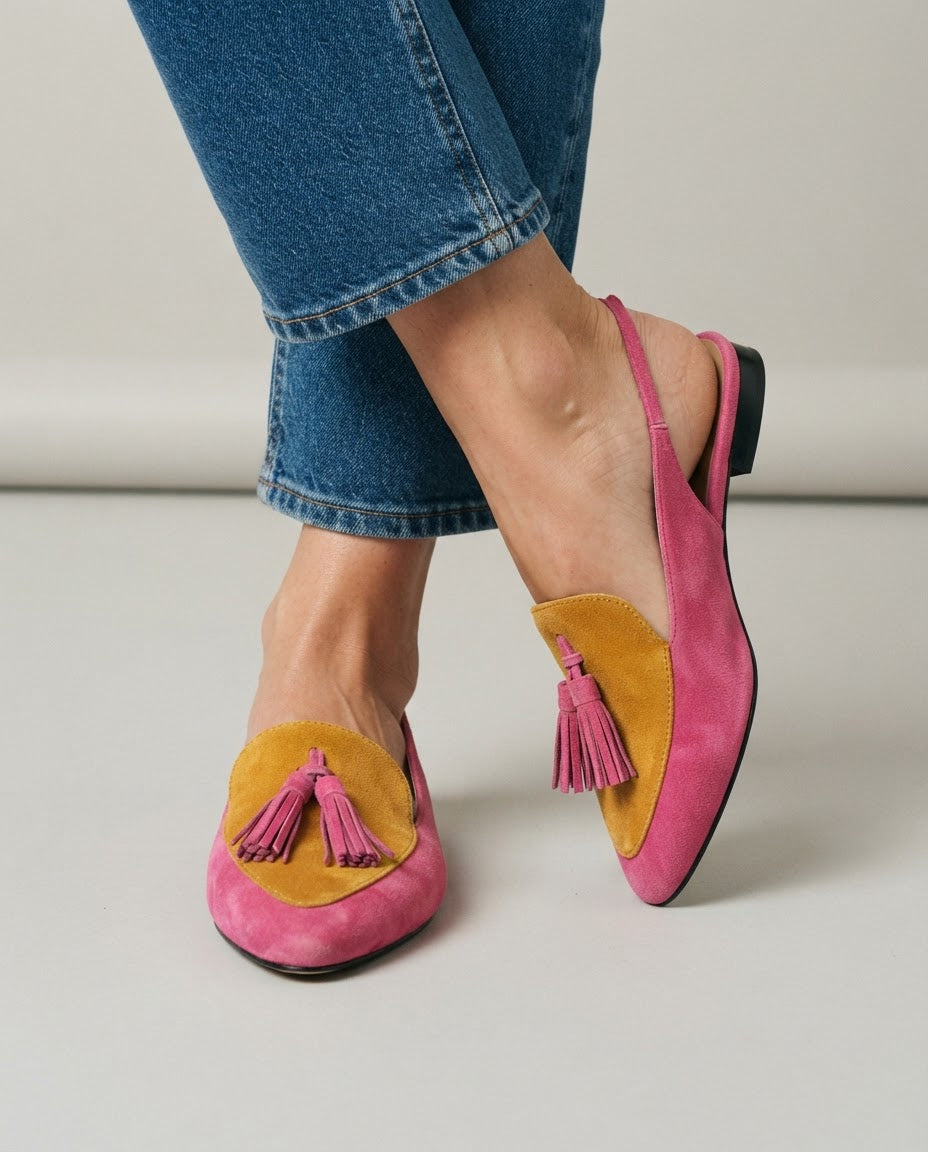 Hélène | Slingback fuchsia et moutarde