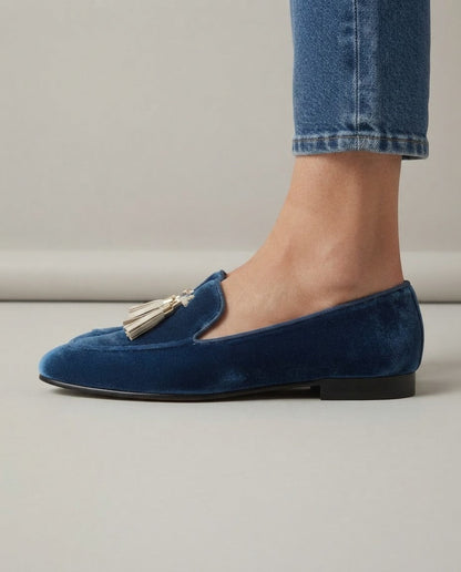 Victoire | Mocassin en velours bleu