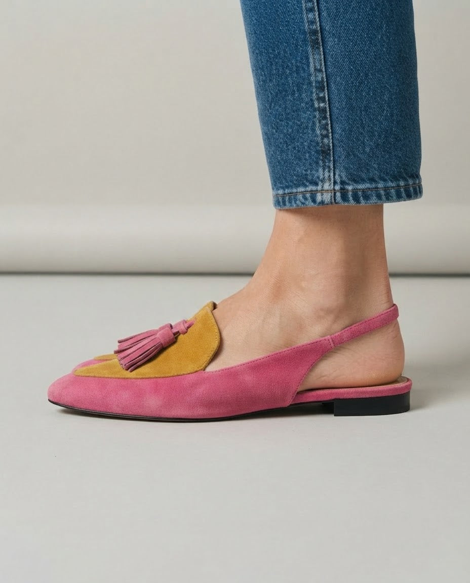 Hélène | Slingback fuchsia et moutarde