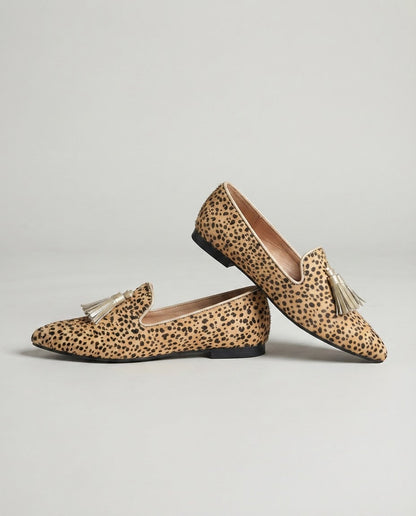 Geneviève | Mocassin guépard, pampilles dorées