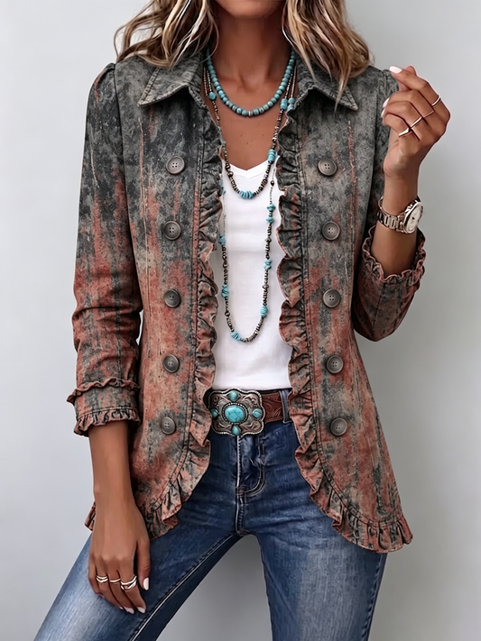 Fanny – veste vintage imprimé dégradé texturé