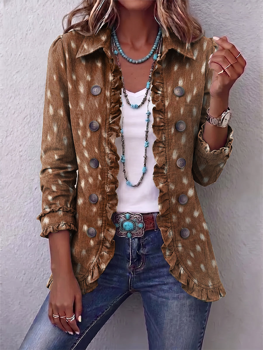 Héloïse – veste bohème imprimé animal marron