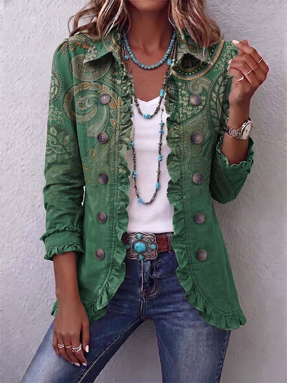 Clotilde – veste bohème paisley verte