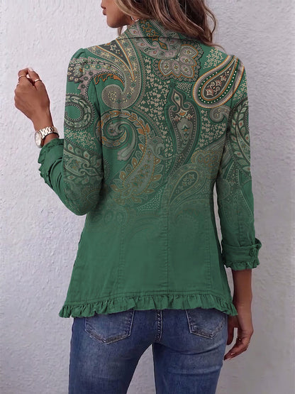 Clotilde – veste bohème paisley verte