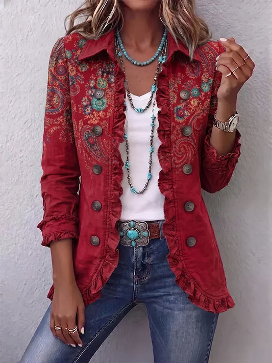 Marion – veste bohème paisley rouge