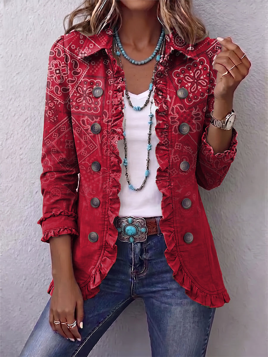 Agathe – veste paisley dégradée rouge