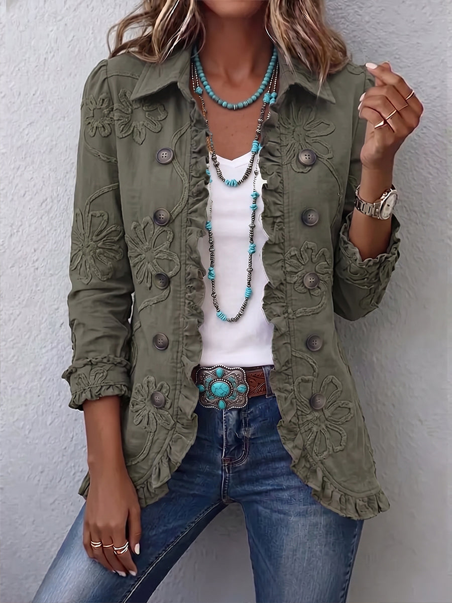 Maylis – veste utilitaire brodée fleurie bohème