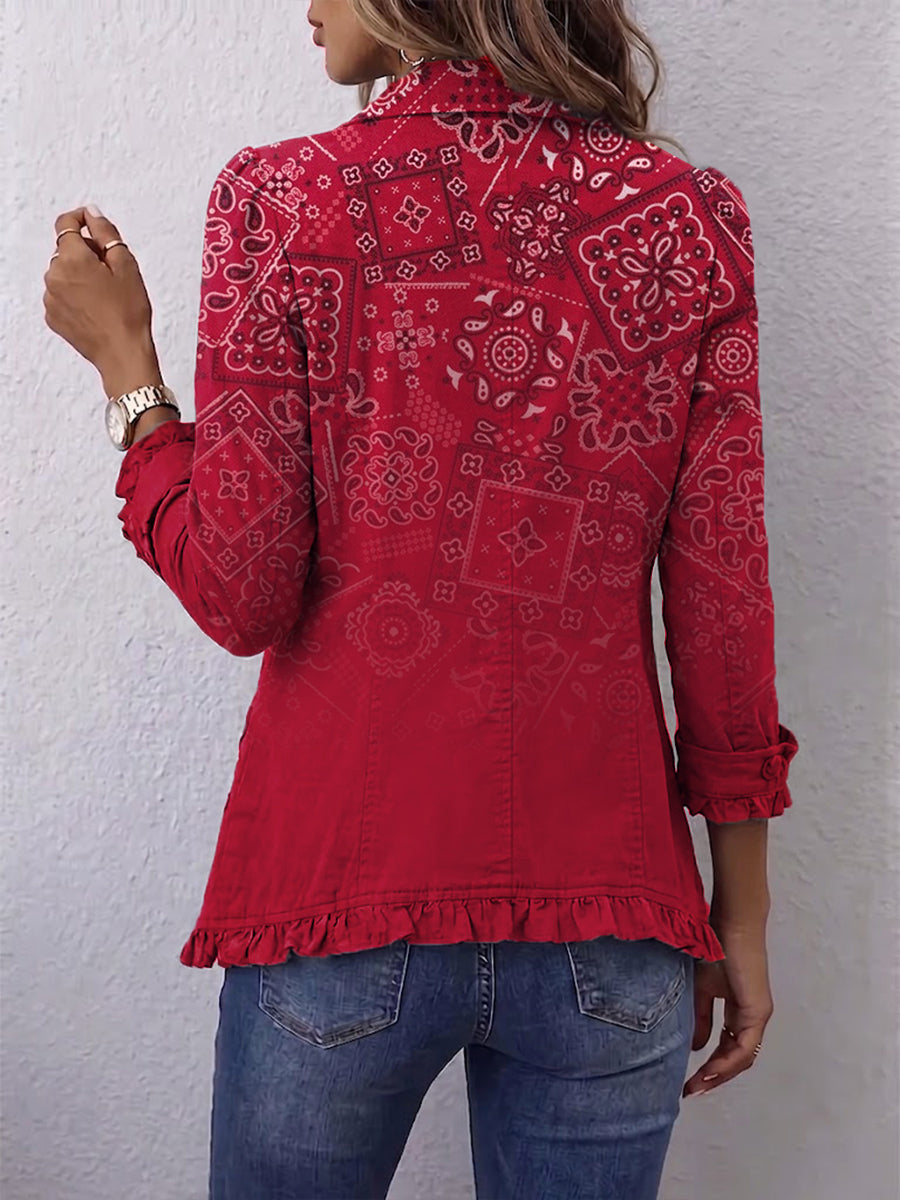 Agathe – veste paisley dégradée rouge