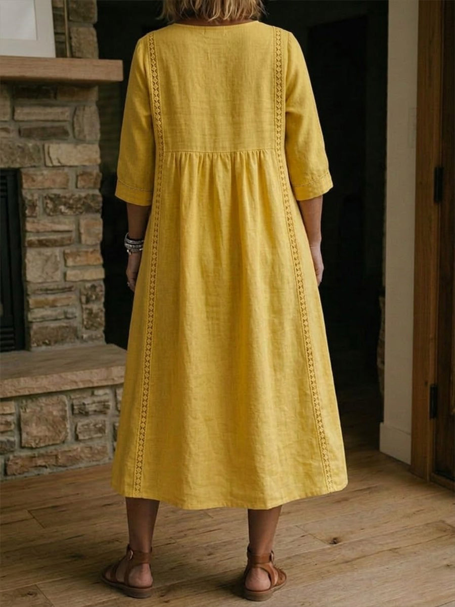 Aurelia | Vestido Amplio de Lino y Algodón con Encaje™