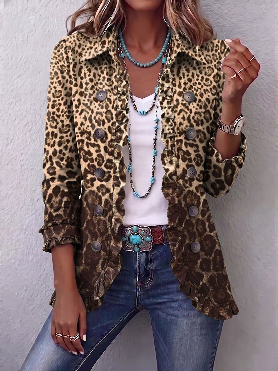 Ombeline – veste léopard multicolore à volants