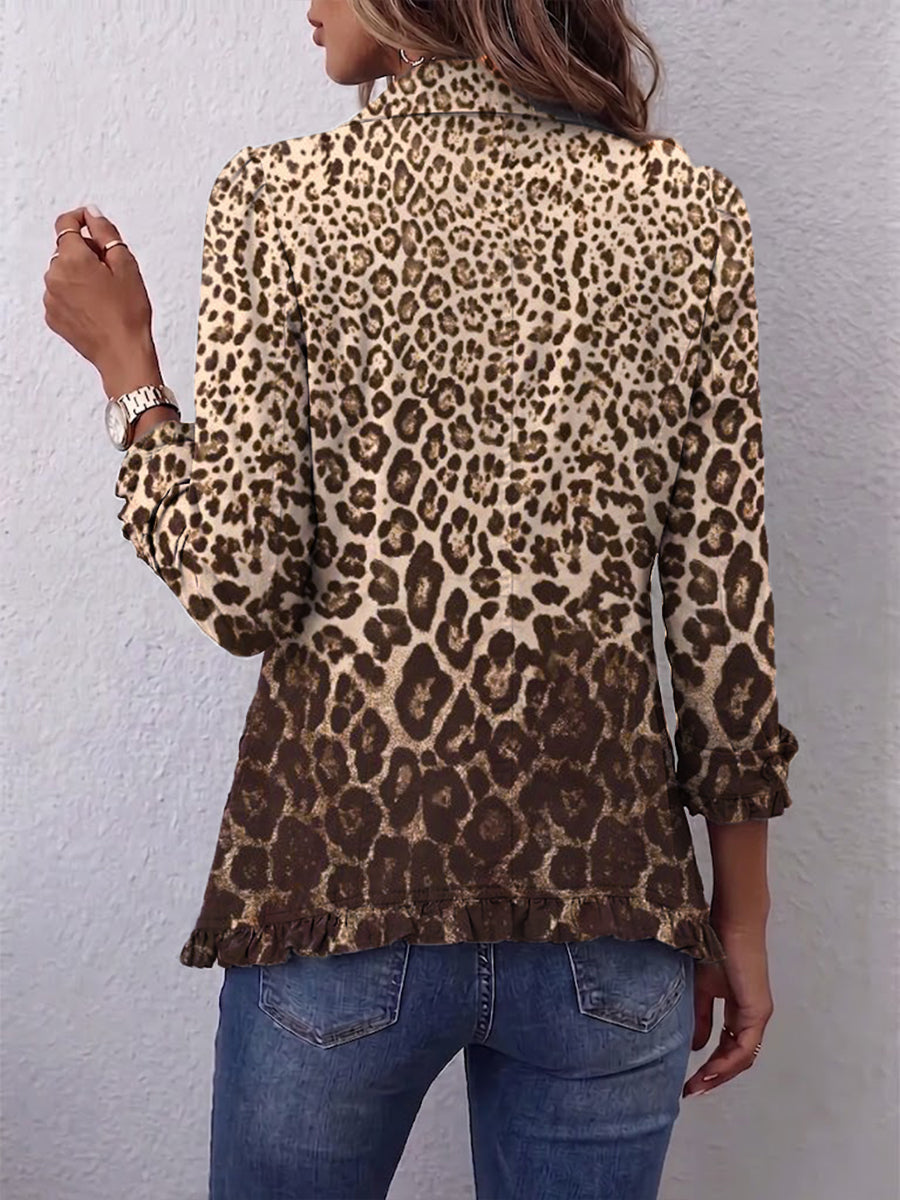 Ombeline – veste léopard multicolore à volants