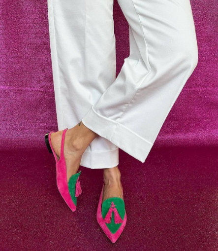 Hélène | Slingback fuchsia et vert